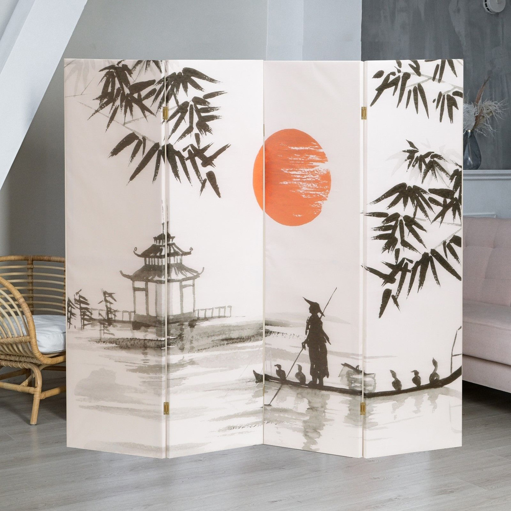 Ширма перегородка "Бамбук. Декор 4", 200 x 160 см #1