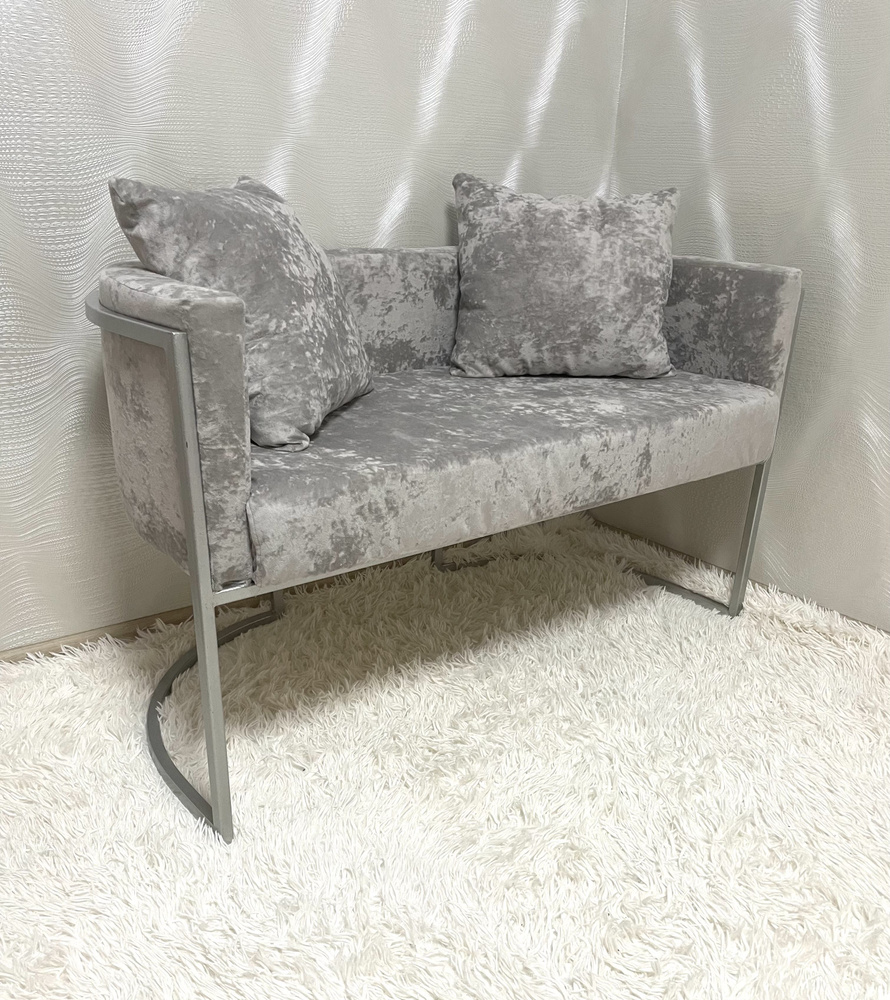 Прямой диван Диван серебряный профиль полукруглый, механизм Нераскладной, 120х55х70 см,серый  #1