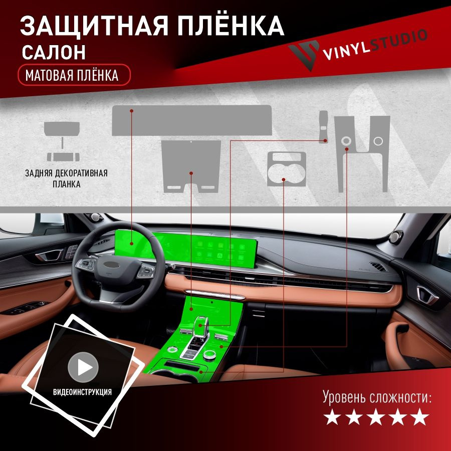 VINYLSTUDIO Пленка защитная для автомобиля, для интерьера (матовая) Чери 8 Про Макс, мм, 1 шт.  #1