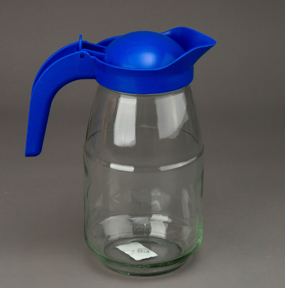 Кувшин стеклянный для холодных и горячих напитков с цветной крышкой, 1.5 литра  #1