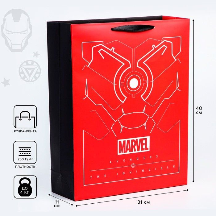 Пакет подарочный "Tony Stark" 31х40х11 см, упаковка, Мстители #1