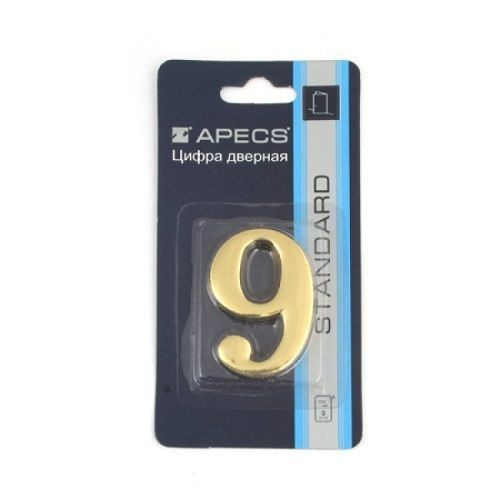 Цифра дверная APECS DN-01-9-Z G золото #1