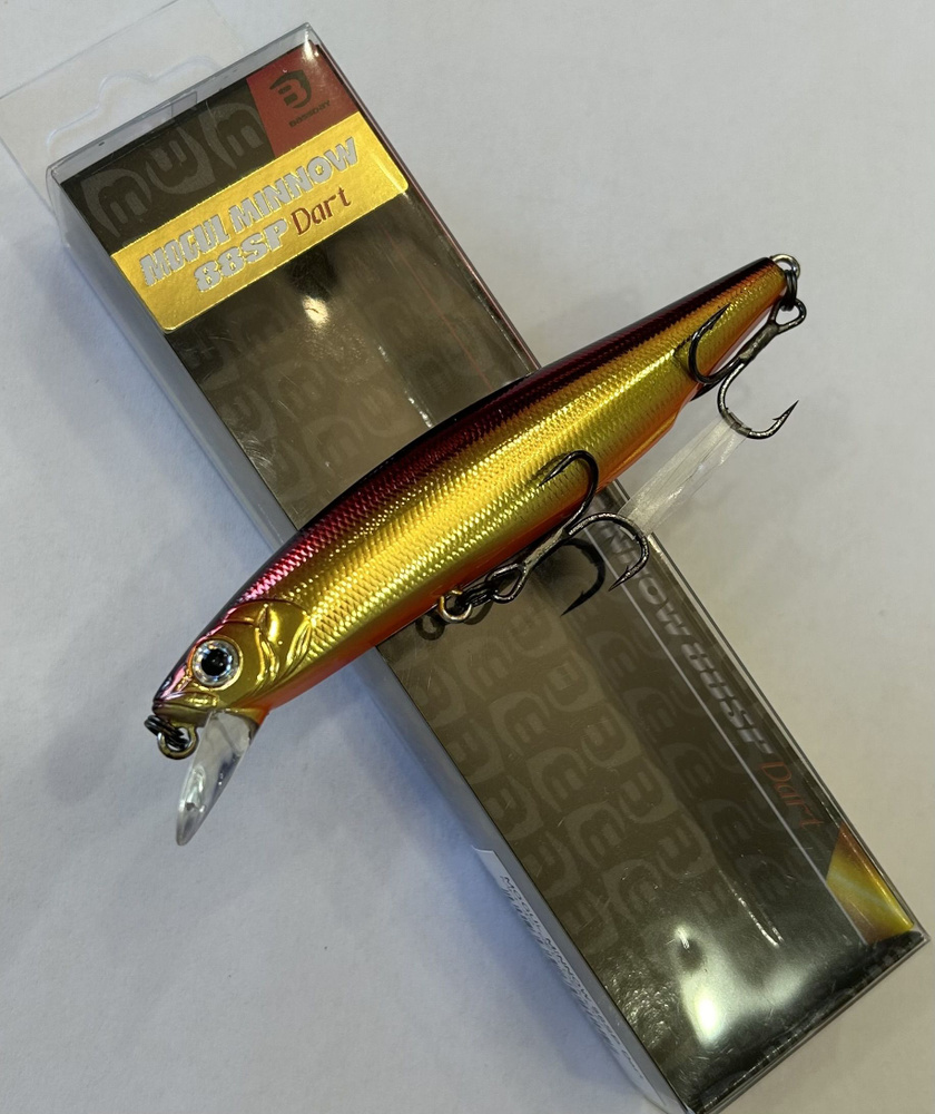 Шумный Воблер Bassday MOGUL MINNOW 88SP DART Вес 10.5 g Цвет MH-49 Red Demon #хищникпассивный  #1