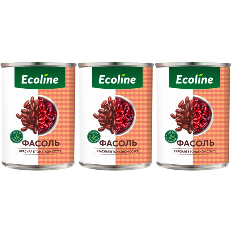 Ecoline Фасоль красная в томатном соусе, 425 г, 3 шт #1