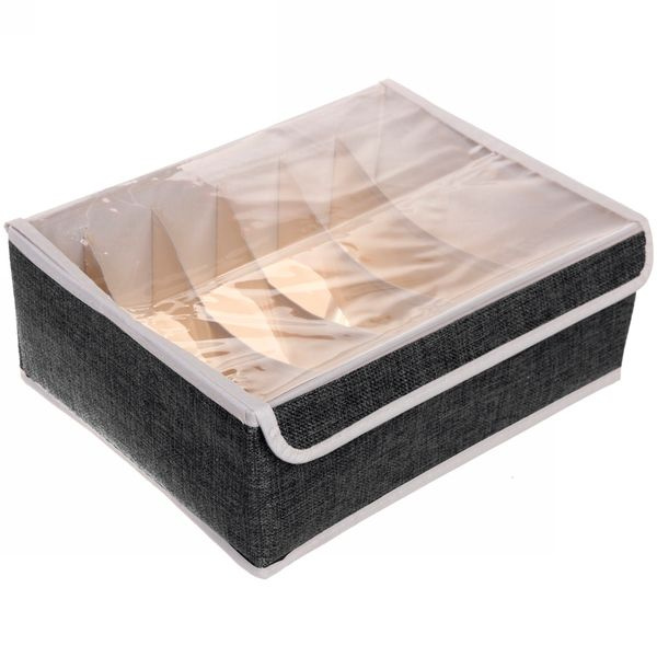Кофр - органайзер для хранения вещей с прозрачной крышкой "УЮТДОМА", цвет черный, 6 отделений, 32х23х12см #1