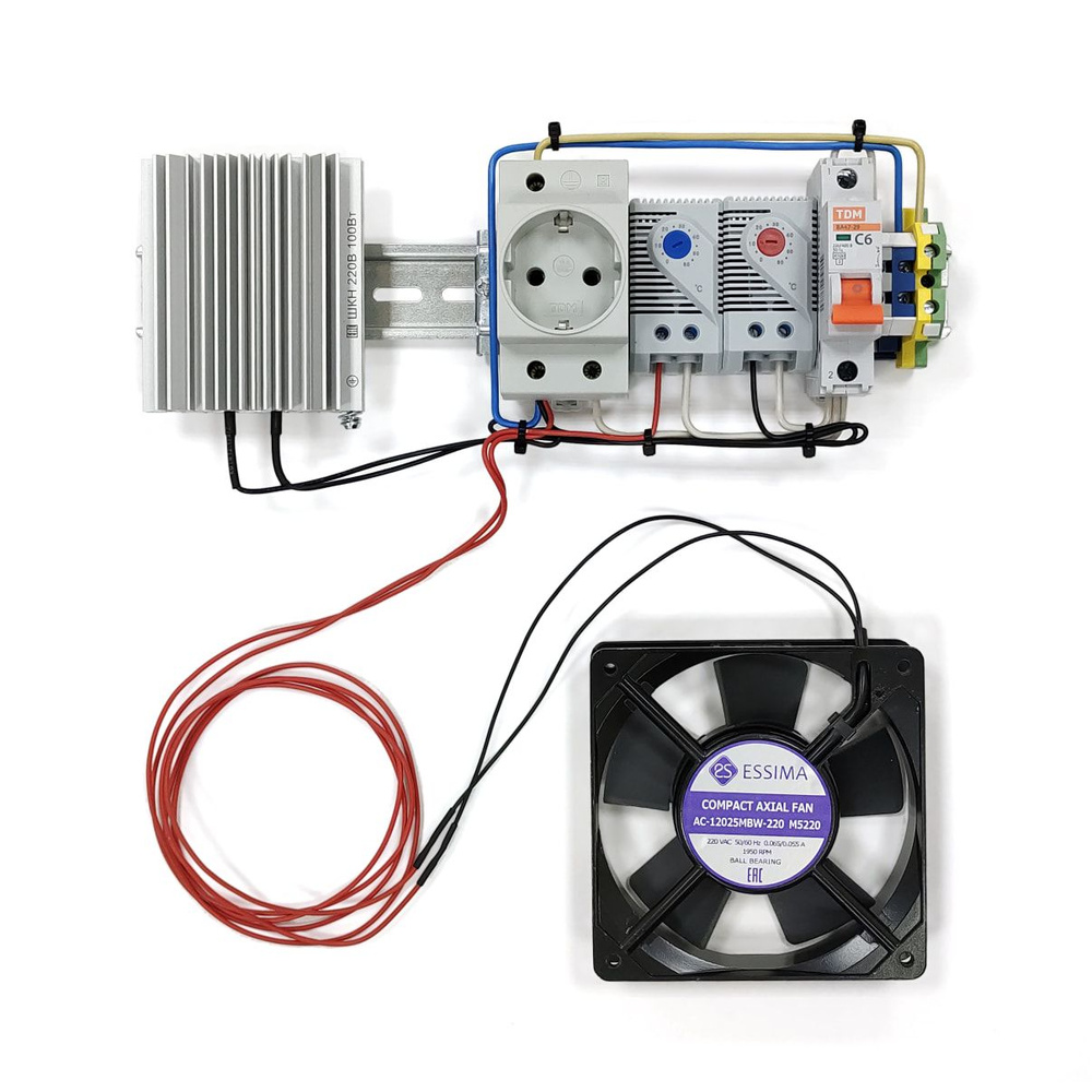 Комплект автоматики для термошкафа с подогревом 100Вт и вентиляцией 112 м/ч.  #1
