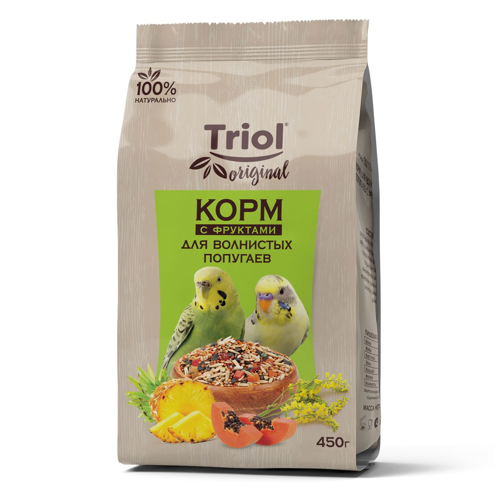 Корм сухой для волнистых попугаев Triol Original с фруктами, 450г  #1