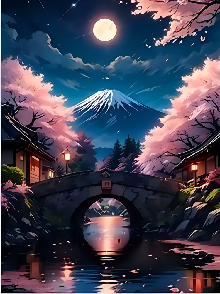 Картина по номерам 40*50 см на подрамнике "Японский пейзаж"  #1