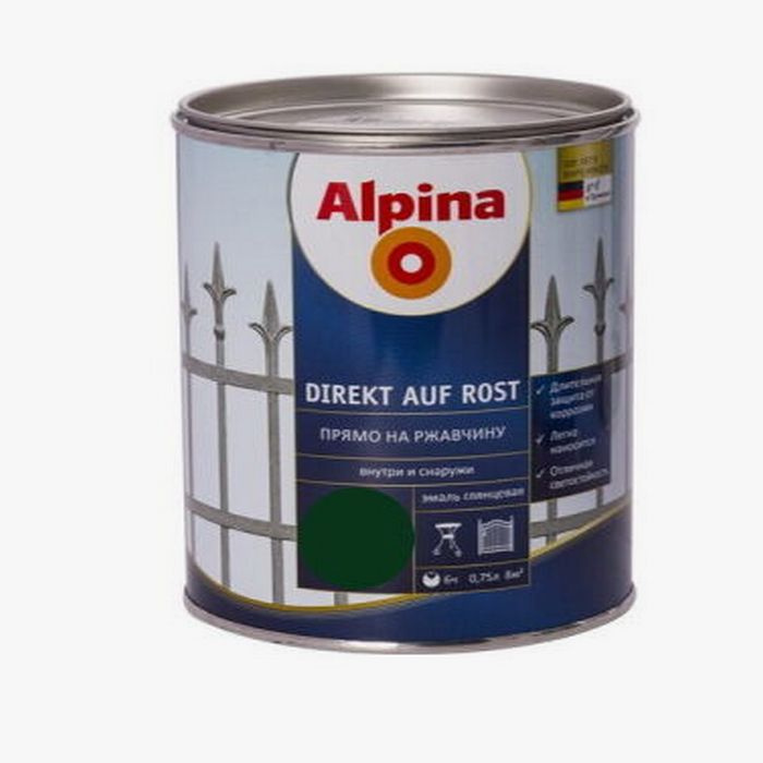 Alpina Direkt Auf Rost, RAL 6005 (Зеленый), Германия Эмаль 3 в 1 прямо на ржавчину  #1