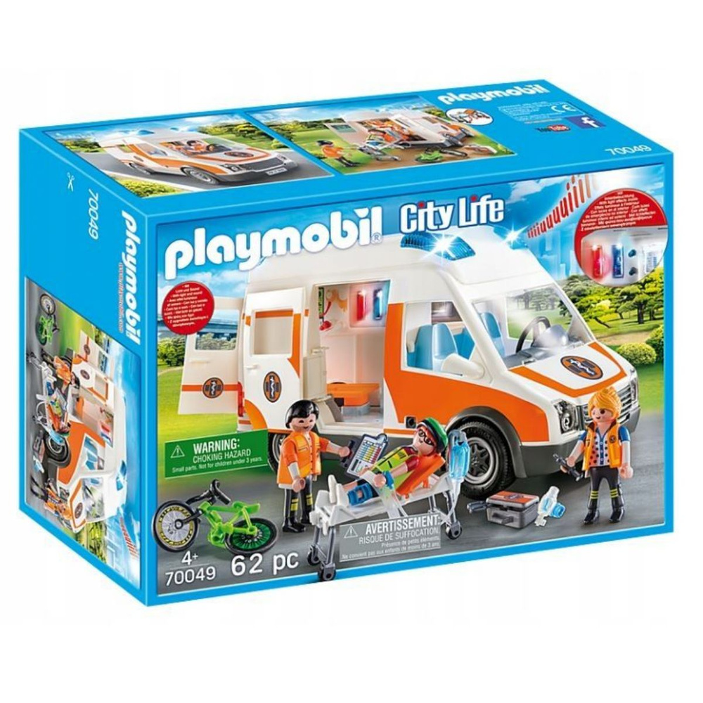 Набор с элементами конструктора Playmobil City Life 70049 скорая помощь с мигалкой, 62 дет.  #1