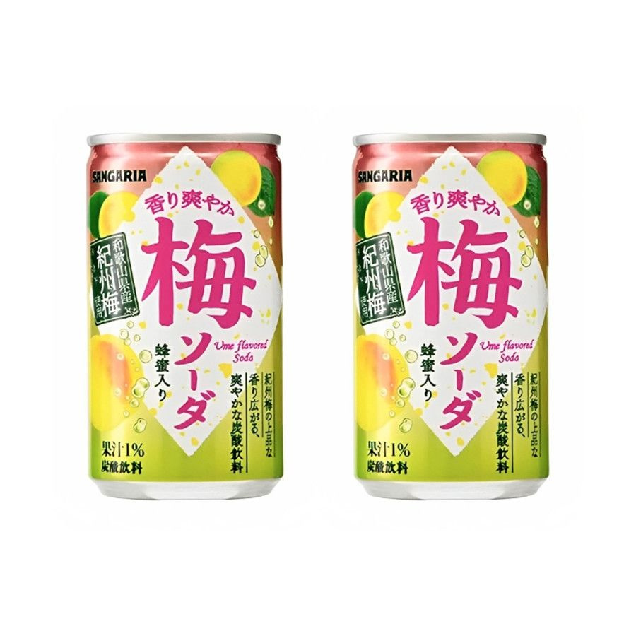 Напиток газированный Сангария со вкусом сливы, 2 шт. по 190 мл, Япония  #1