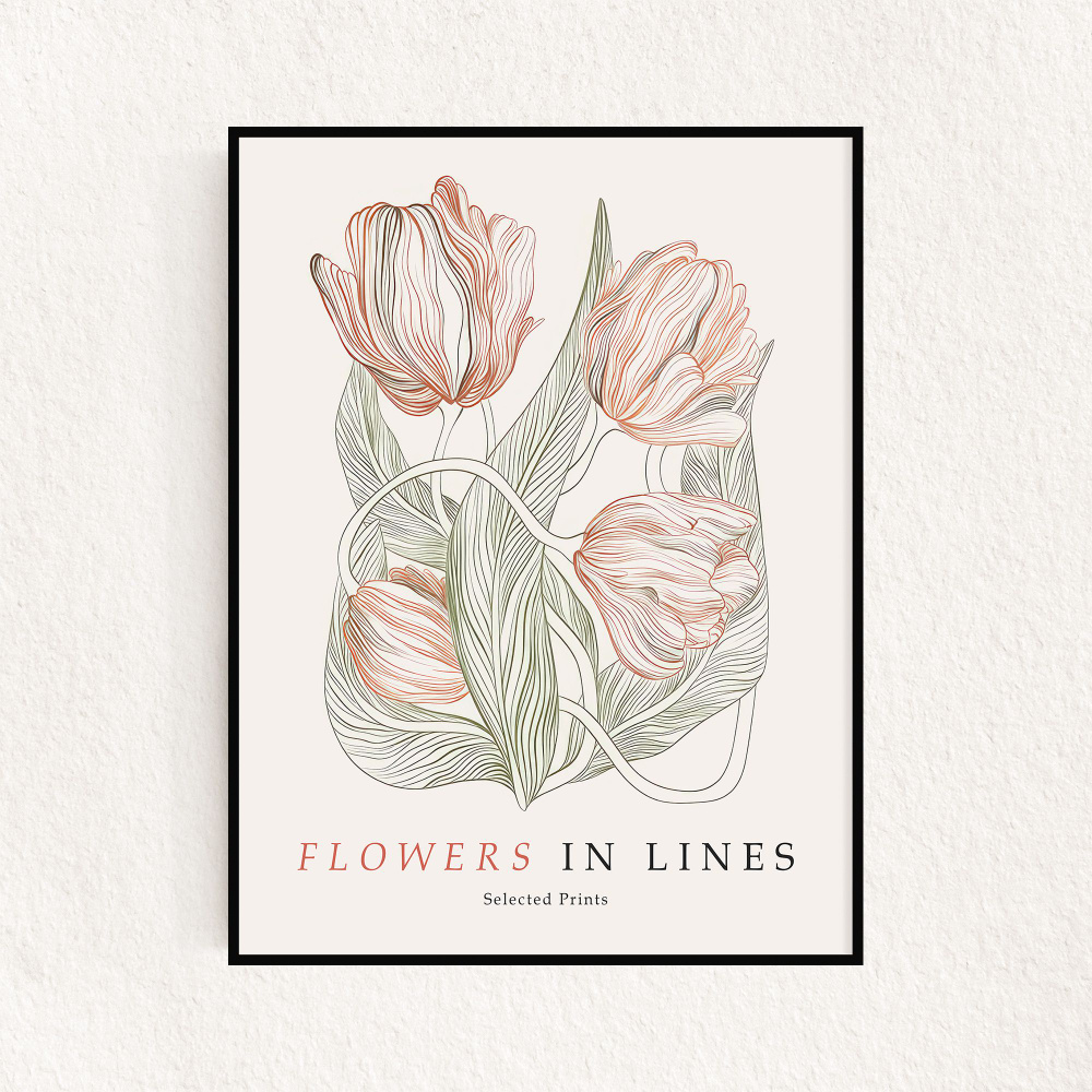 Постер "Flowers In Lines No.2", 30х40см #1