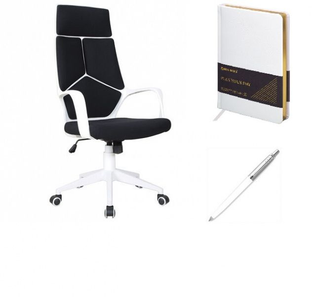 Кресло офисное BRABIX PREMIUM "PRIME EX-515", пластик белый, ткань, черное, 531812 + ручка PARKER + ежедневник #1