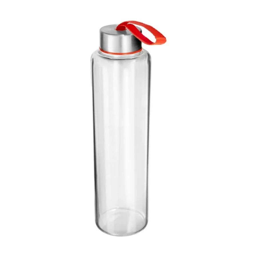 Бутылка для воды 500 мл. из прозрачного стекла с крышкой и петелькой  #1