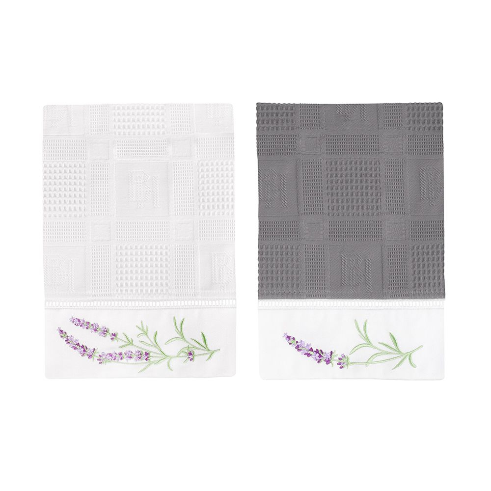 Комплект полотенец вафельных BELLEHOME с вышивкой "Lavender Fields", 40х70 см, 2 шт, 100% хлопок  #1