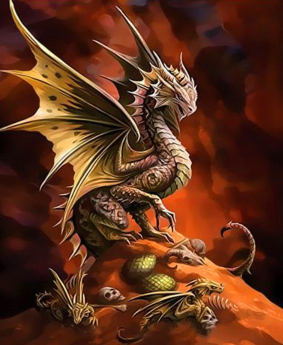 Картина по номерам на холсте 40х50 40 x 50 на подрамнике DVEKARTINKI Гнездо драконов  #1