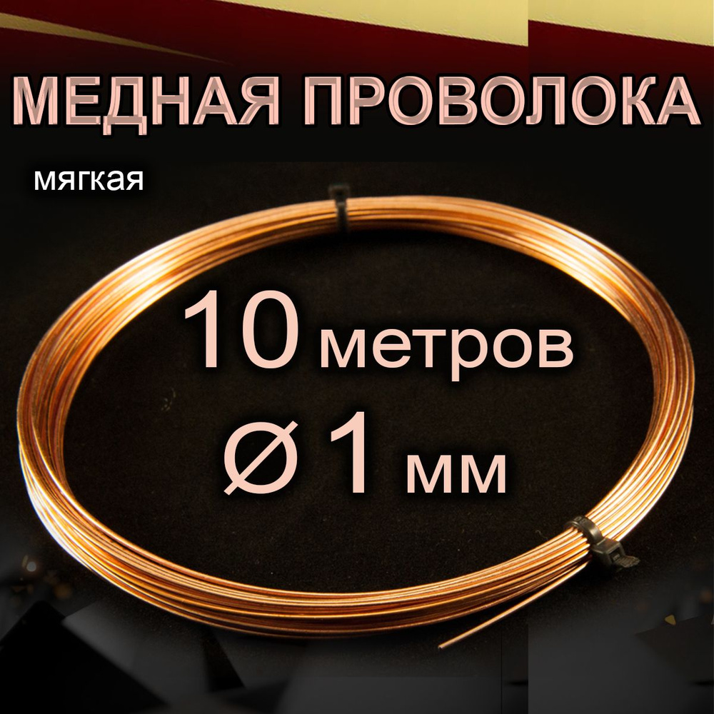 Проволока для рукоделия, медная, мягкая, диаметр 1 мм, длина 10 метров  #1