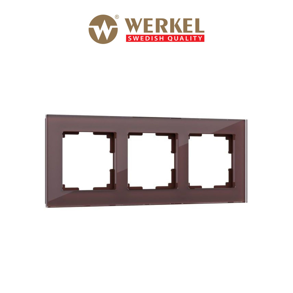 Рамка для выключателей и розеток из стекла на 3 поста Werkel Favorit W0031118 мокко  #1