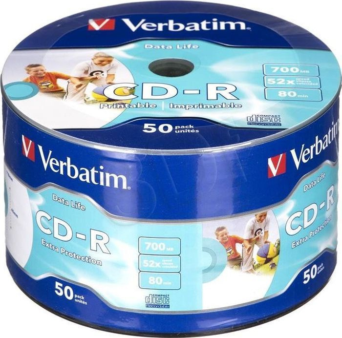 Verbatim Диск Диски CD - R 80min, 700mb, 52x Ink Print bulk 50шт 43794 #1