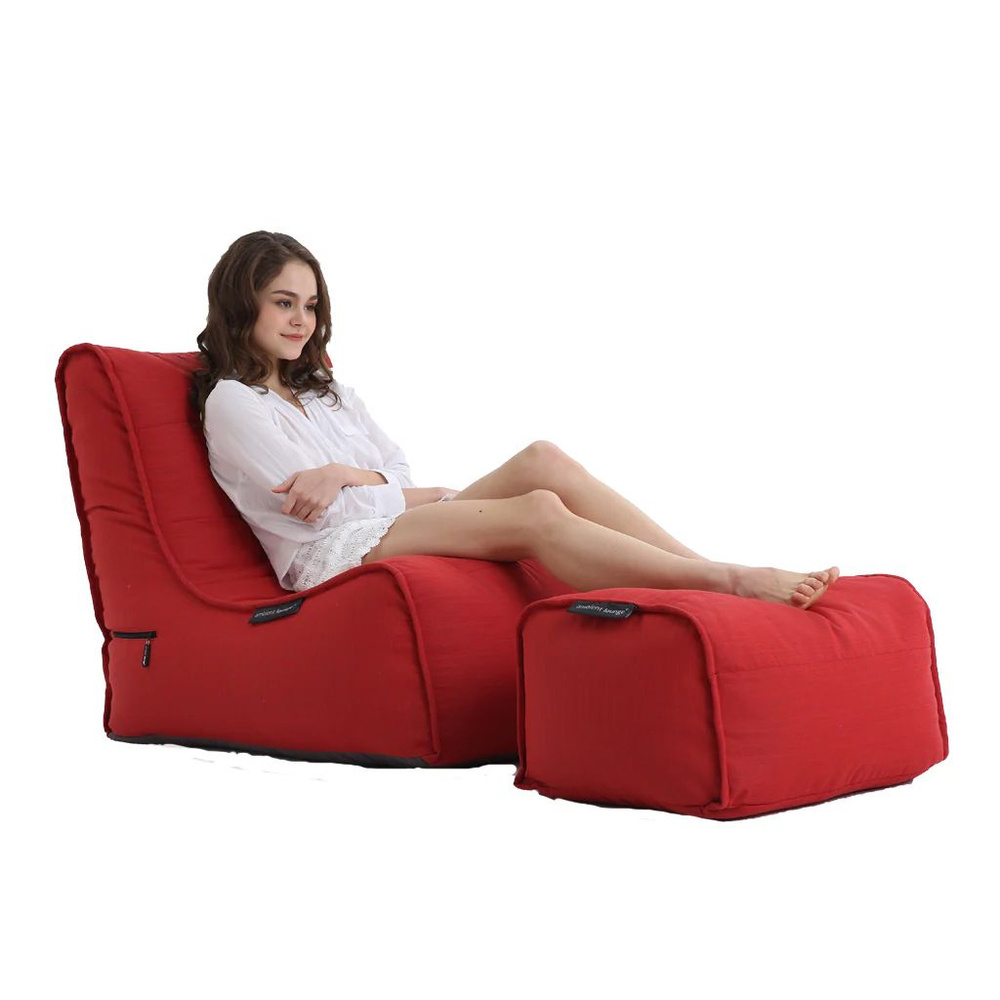 Кресло с оттоманкой для дачи Evolution Chaise - Crimson Vibe (оксфорд, красный) - садовая уличная мебель #1