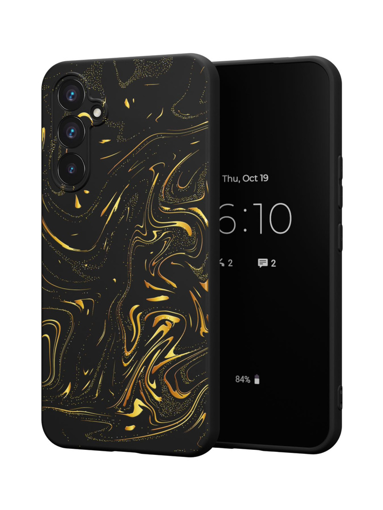 Силиконовый чехол Mcover для Galaxy A55 (5G) (Галакси А55 5Джи), Золотые пятна  #1