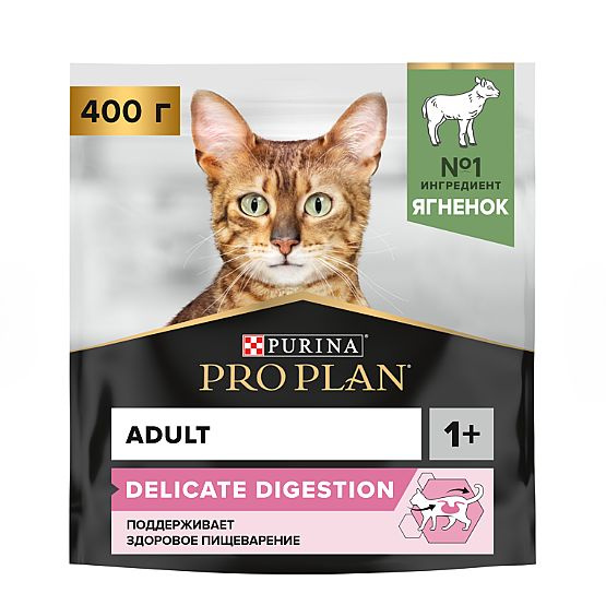 Сухой корм для кошек PRO PLAN DELICATE DIGESTION для чувствительного пищеварения с ягненком, 400 гр  #1