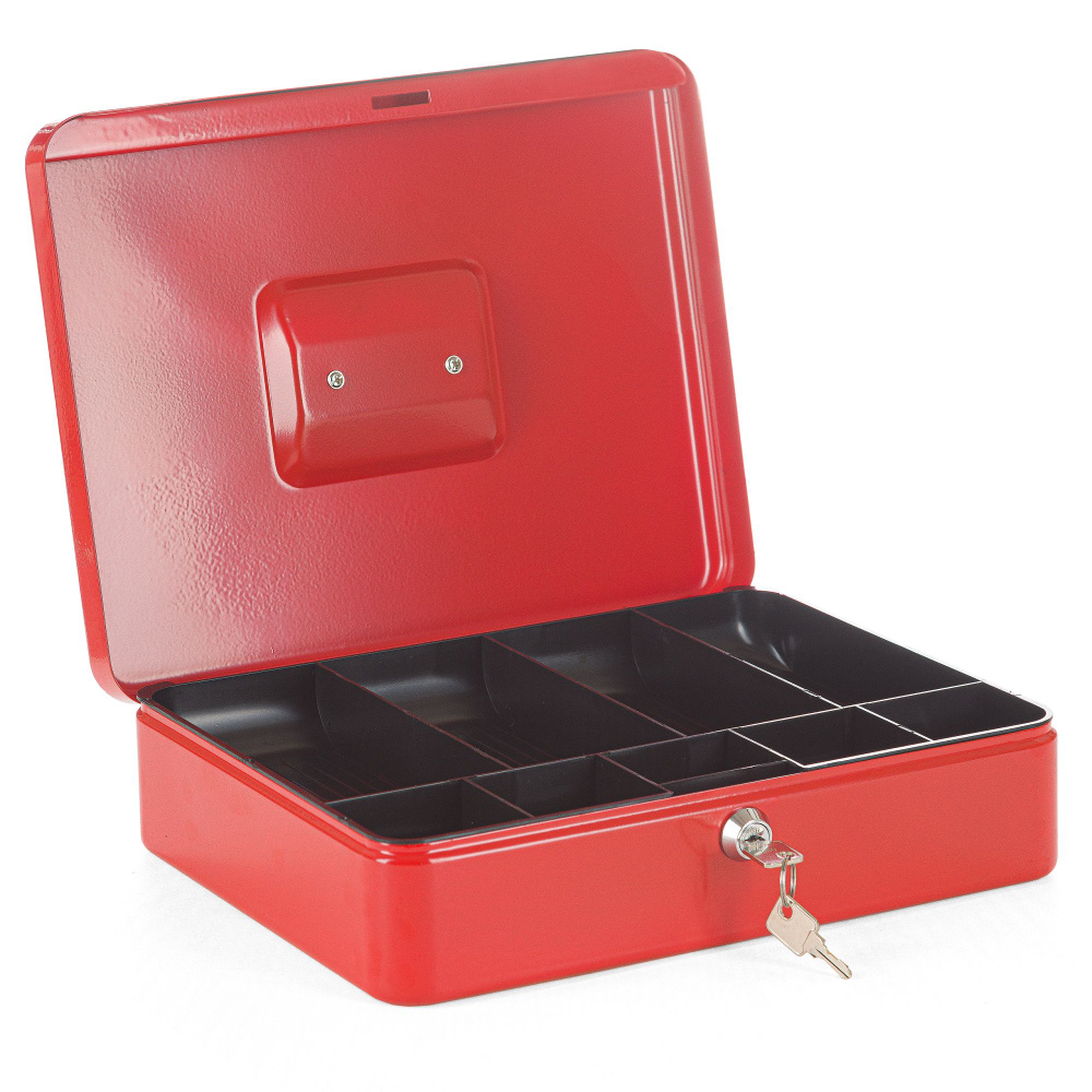 Ящик / сейф для денег SAFEBURG Keeper-30 Red Gloss, металлический кэшбокс, тайник, шкатулка с ключами #1