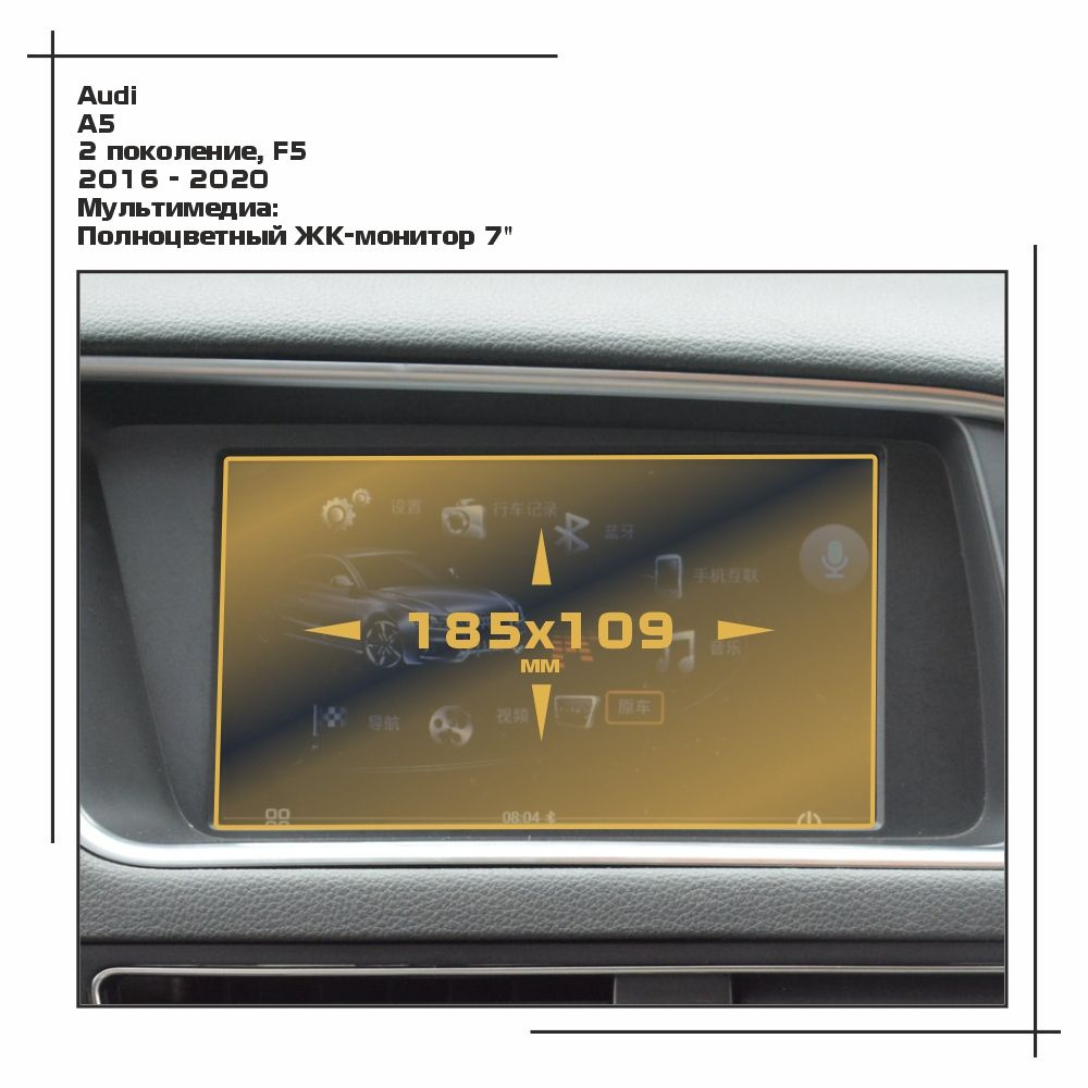 Пленка статическая EXTRASHIELD для Audi - A5 - Мультимедиа - матовая - MP-AU-A5-01  #1