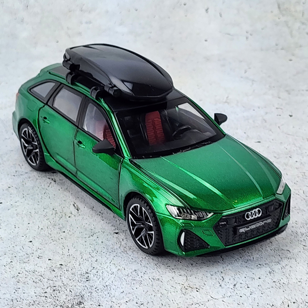 Машинка металлическая инерционная Audi RS6 зеленая длина 20см масштаб 1:24, модель со светом и звуком #1