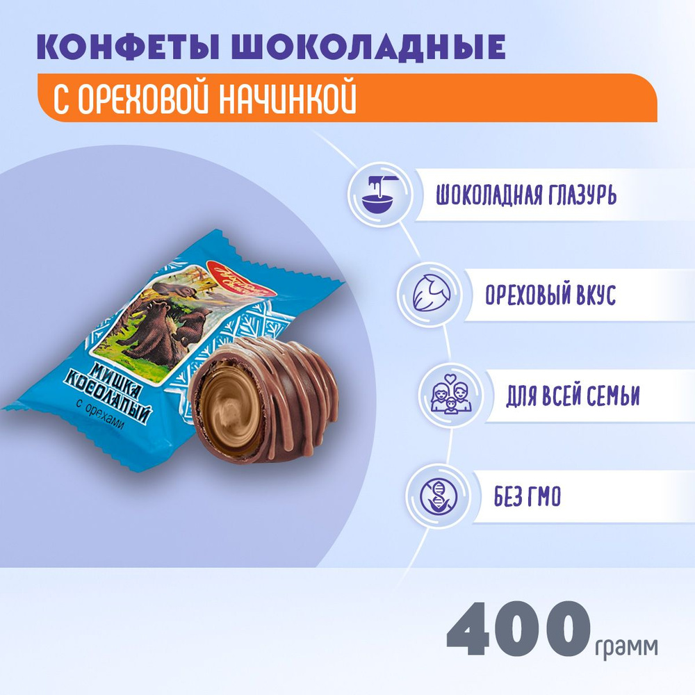 Конфеты Мишка косолапый с ореховой начинкой 400 г Красный Октябрь  #1