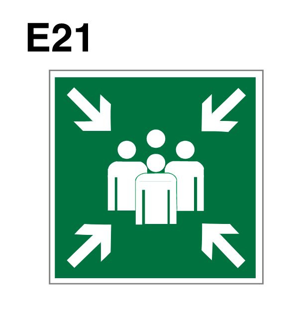 Несветящийся, эвакуационный знак E21 Пункт (место) сбора (самоклеящаяся ПВХ плёнка, 500*500*0,1 мм, 1 #1