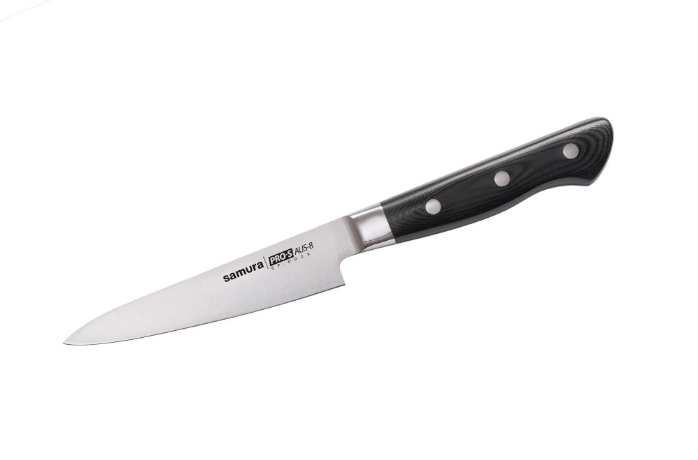 Нож кухонный "Samura Pro-S" универсальный 115 мм, ЧЕРНАЯ РУКОЯТЬ  #1