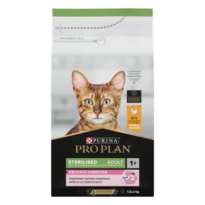 Purina Pro Plan Сухой корм для Кастрированных кошек с чувствительным пищ-ем, курица (Optidigest Sterilised) #1