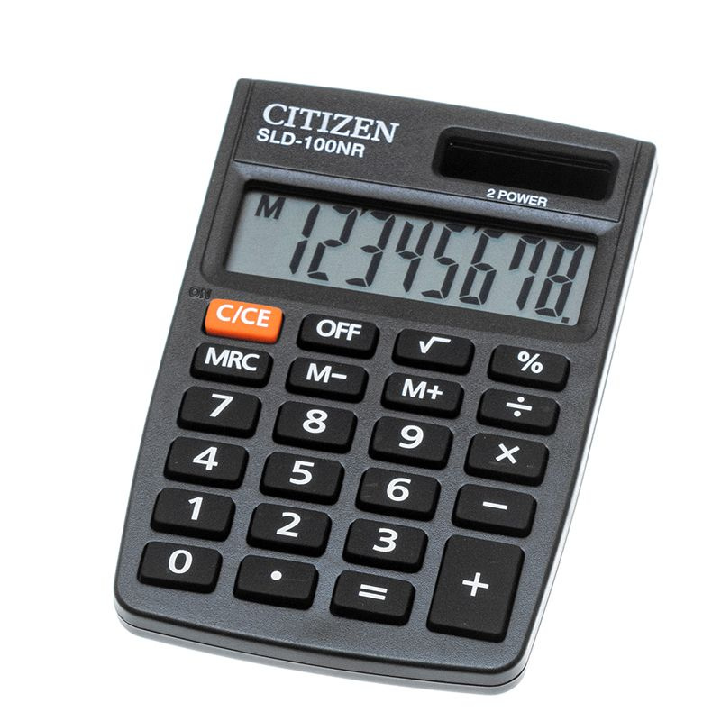 Калькулятор карманный Citizen SLD-100NR, 8 разрядов, двойное питание, 58х88х10мм, черный  #1