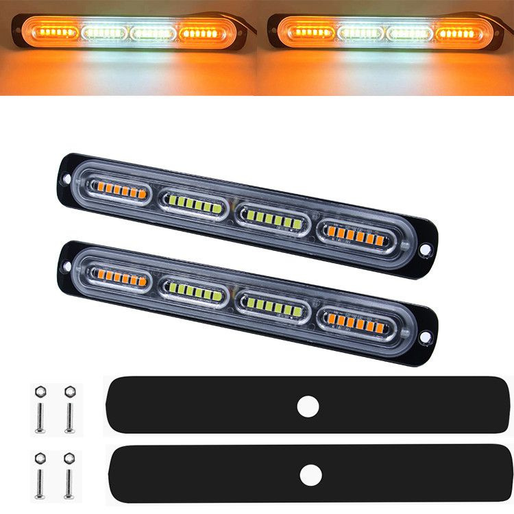 2шт Светодиодный стробоскоп для авто 19,2см 12v-24v проблесковый маячок желтый свет  #1