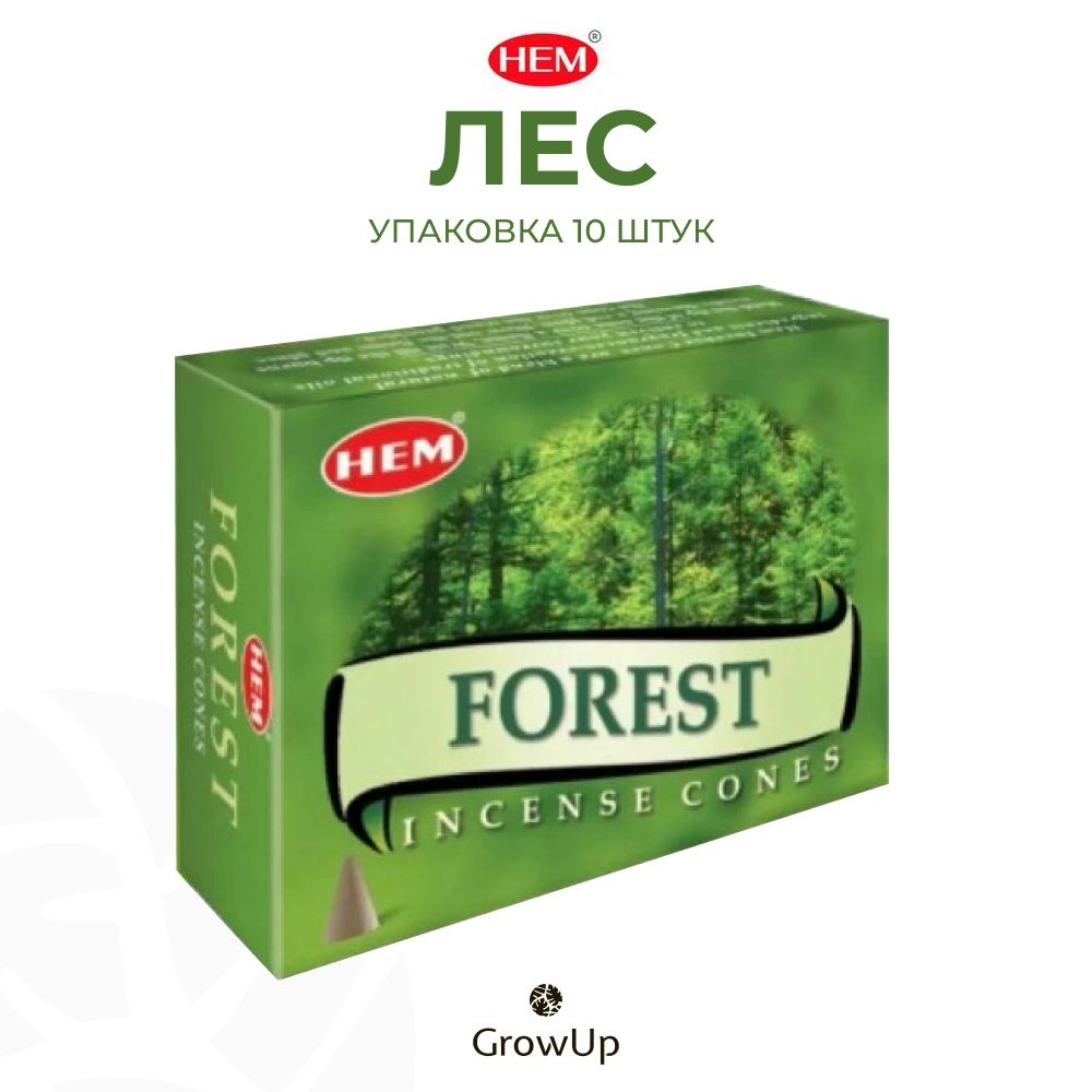 HEM Лес - 10 шт, ароматические благовония, конусовидные, конусы с подставкой, Forest - ХЕМ  #1