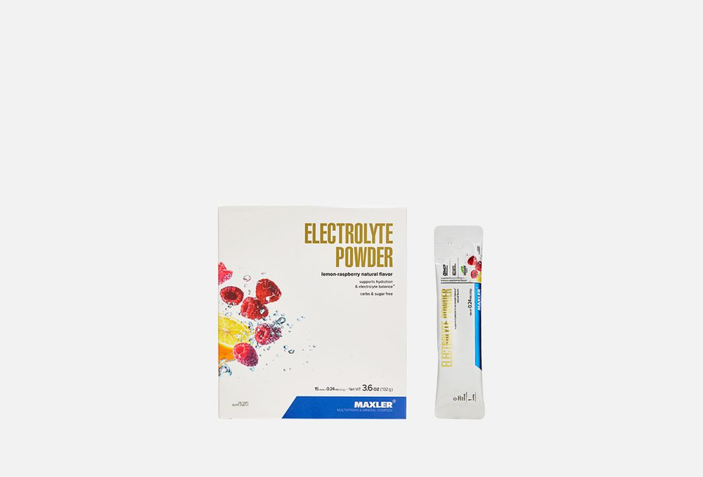 Электролиты MAXLER Electrolyte Powder, Кальций, Магний, Лимон и малина, в саше, 15 мл  #1