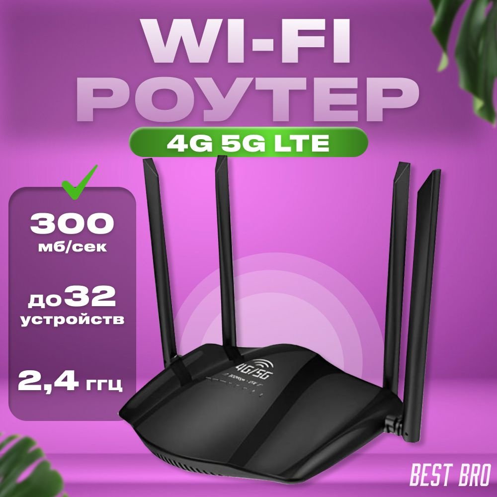 4G 5G Wi-Fi роутер модем R106, точка доступа с 4 антеннами для дома и дачи,  игровые