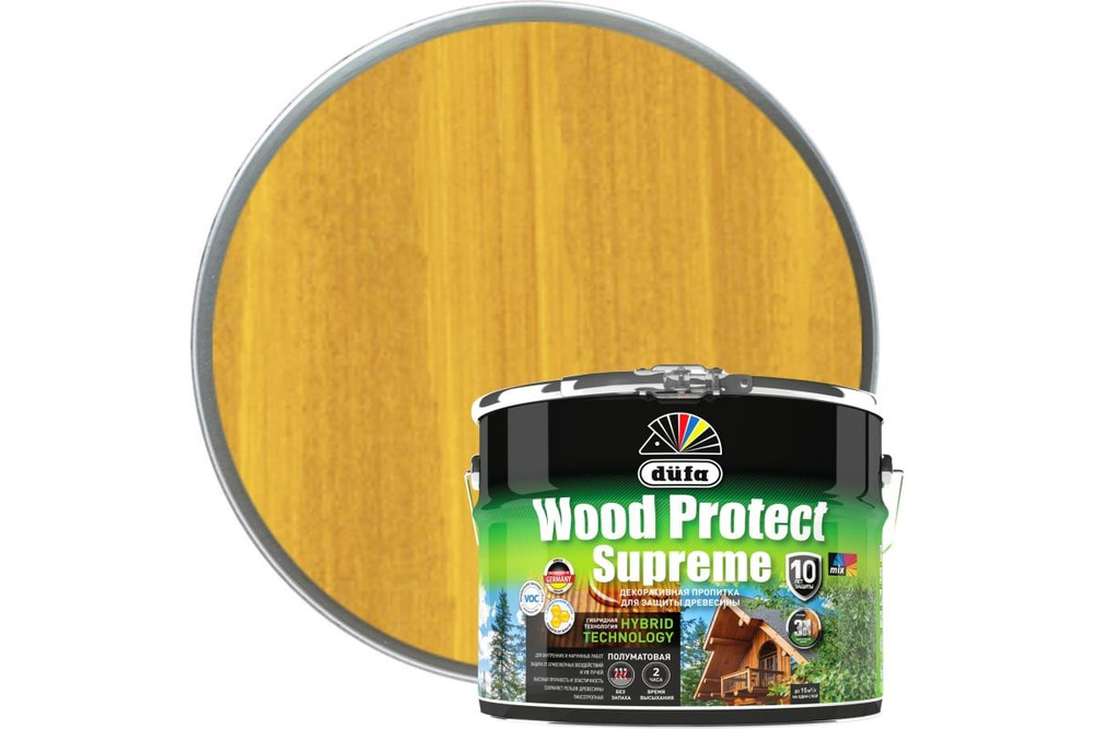 Пропитка декоративная для защиты древесины Dufa Wood Protect сосна 9 л.  #1