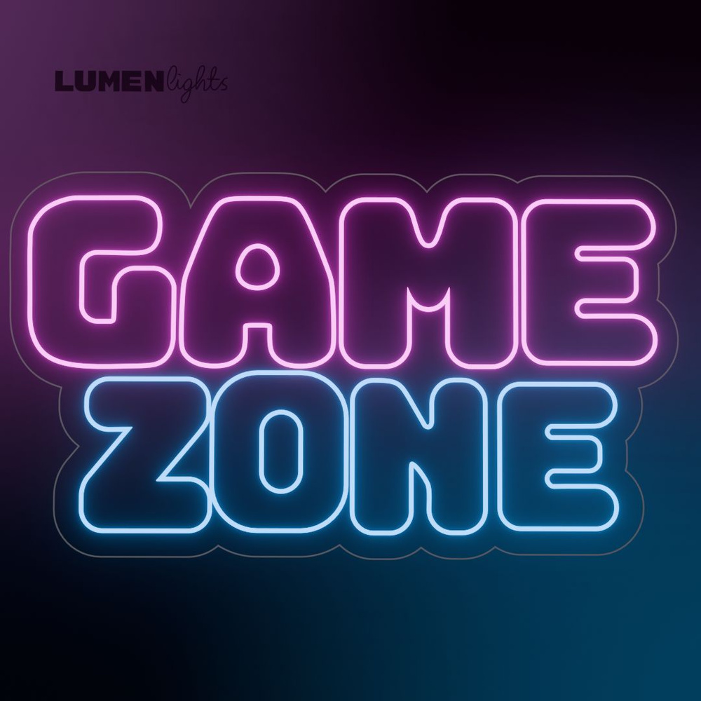 Неоновая вывеска, светильник декоративный GAME ZONE, 58х34 см.  #1