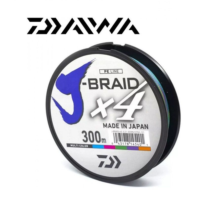 Шнур плетеный (леска) мультиколор DAIWA J-BRAID X4E 300 м 0,33мм #1