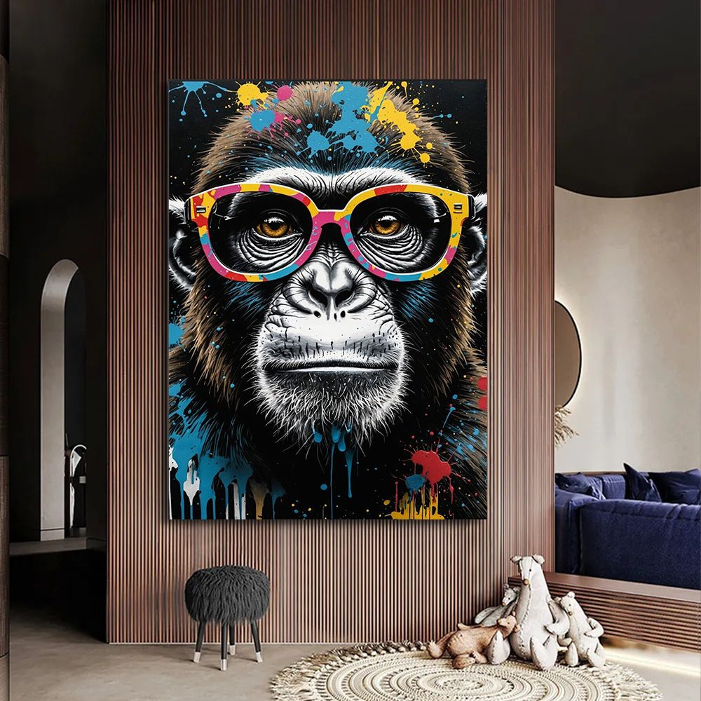 Картина Шимпанзе в очках, 40х60 см. #1