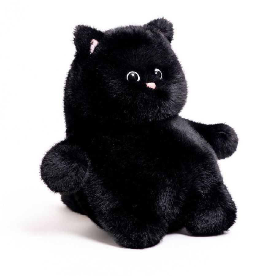 Мягкая игрушка пушистый котик 23 см, черный #1