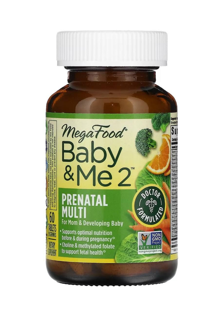 Megafood, Baby & Me 2, Prenatal Multi, пренатальные мультивитамины для беременных, 60 таблеток  #1