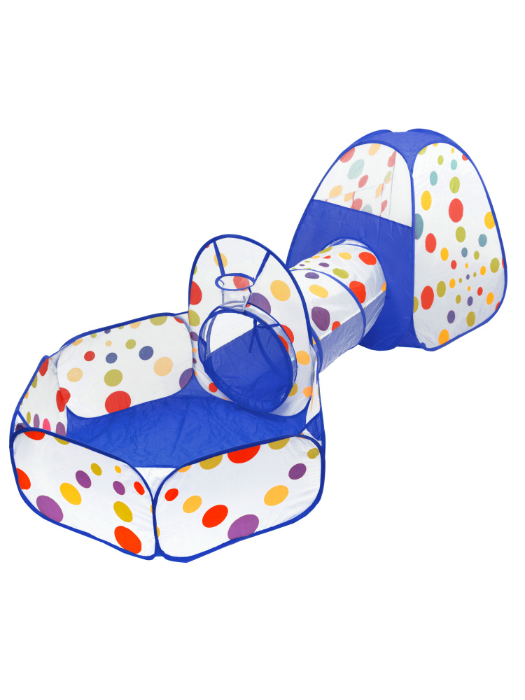 Сухой бассейн для шариков 3 в 1 Игрокат Рури XL с тоннелем и палаткой бело-синий  #1