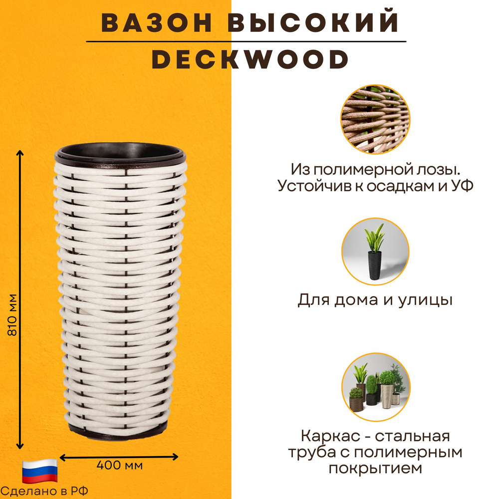 DeckWOOD Корзина для цветов, белый, 81 см х 40 см х 40 см, 20 л, 1 шт  #1