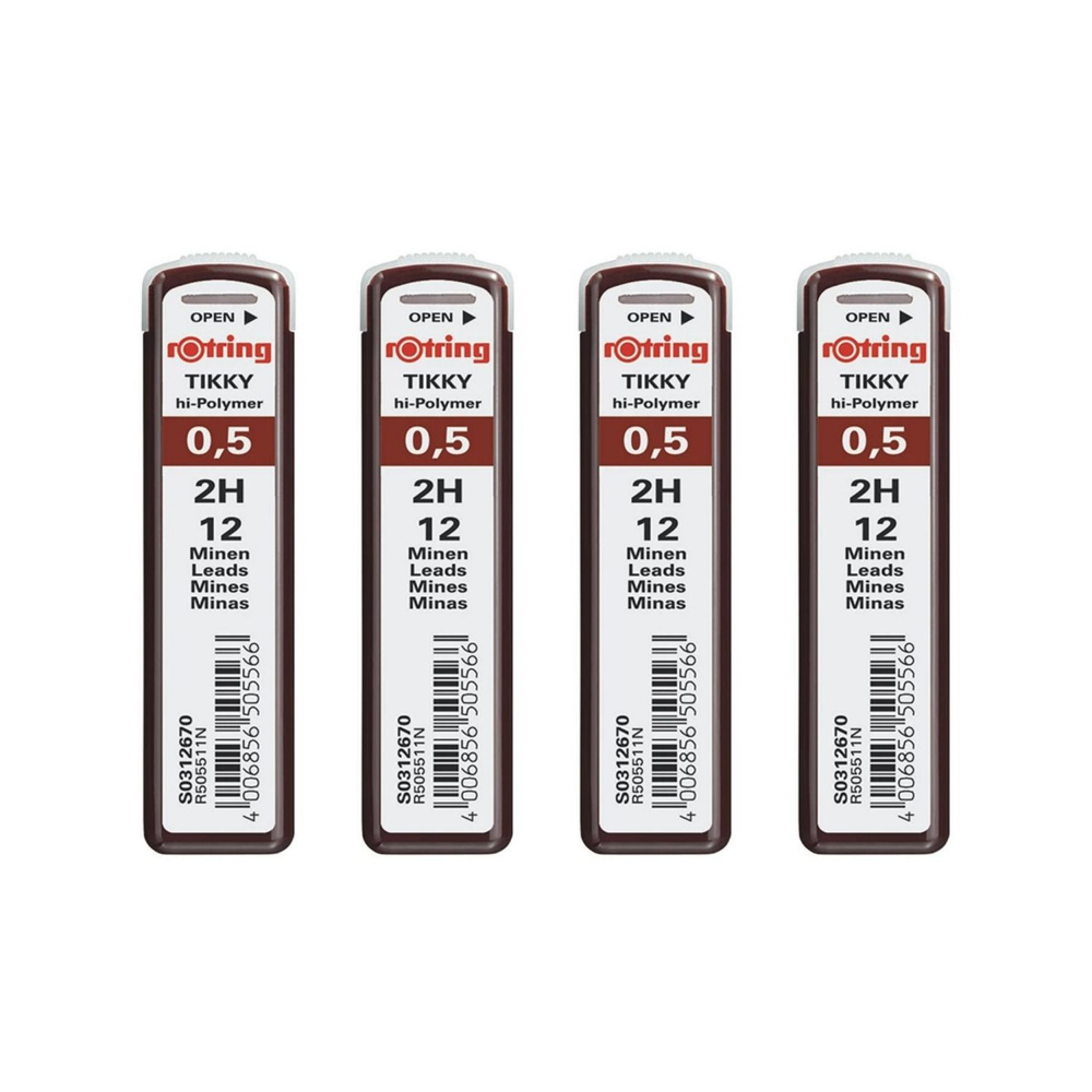 Rotring Грифель для карандаша 0.5 мм, твердость: 2H (2 Твердый), 4 шт.  #1