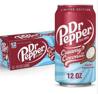 Газированный напиток Dr.Pepper Creamy Coconut (Доктор Пеппер Кремовый кокос), 12 шт * 355 мл США Напиток #1