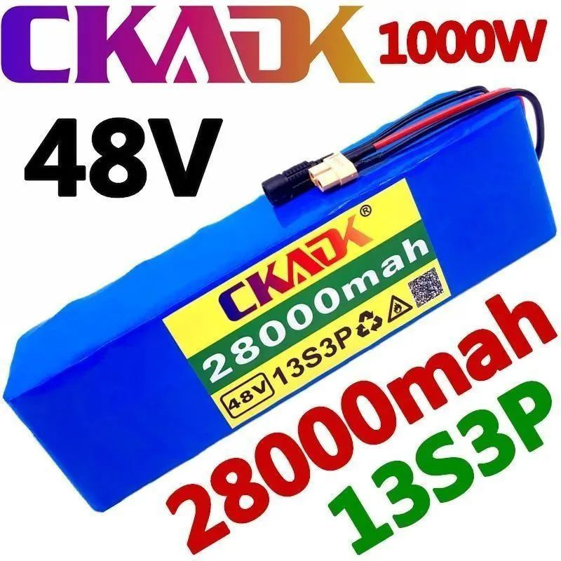 Новый аккумулятор Ckadk 48V 13S3P 28Ah аккумулятор 1000W мощный Ebike электрический велосипед BMS с разъемом #1