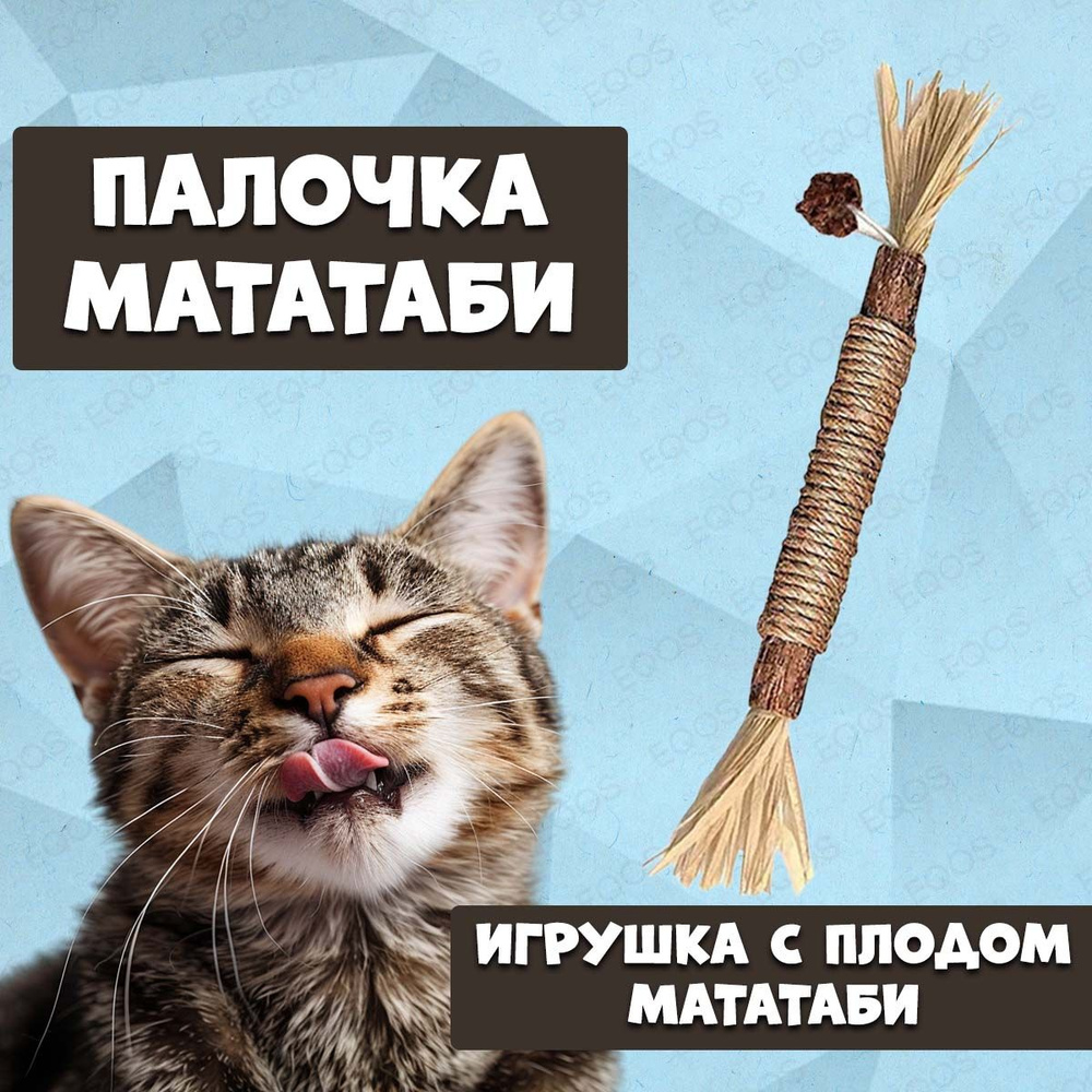 Кошачья мята / Палочка мататаби с плодом мататаби с веревкой, Лакомство для кошек, Игрушка для котят #1